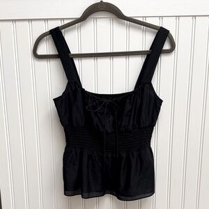 J. Crew Black Smocked Tank Top